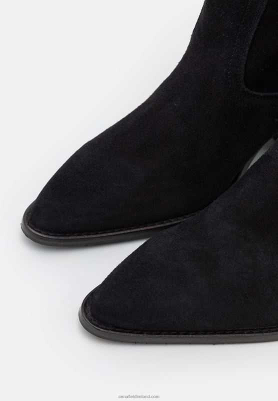 Z62T2225 Women Anna Field Leather Cowboy/Biker Boots Black