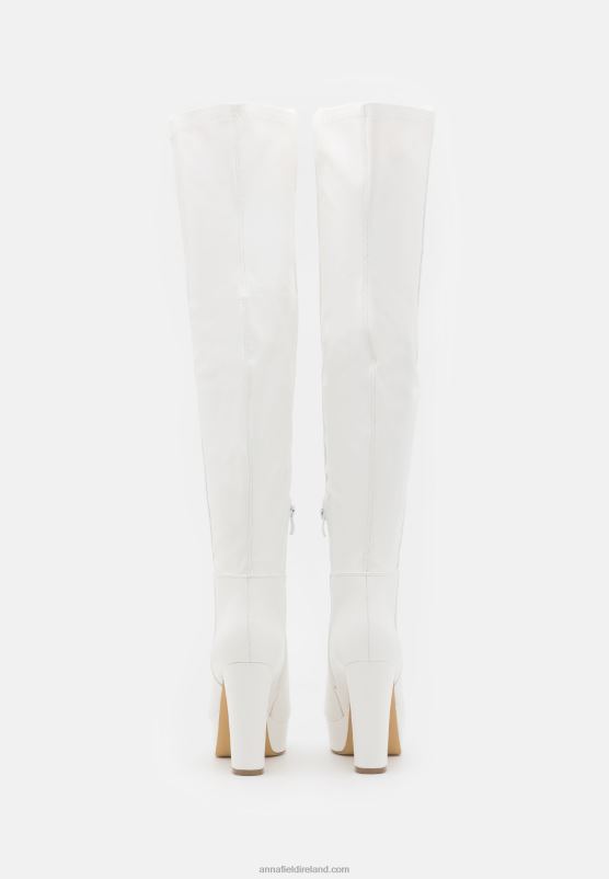 Z62T2233 Women Anna Field Over-The-Knee Boots White