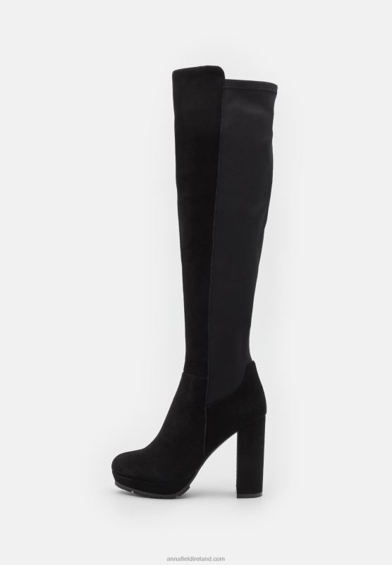 Z62T2239 Women Anna Field Leather Over-The-Knee Boots Black