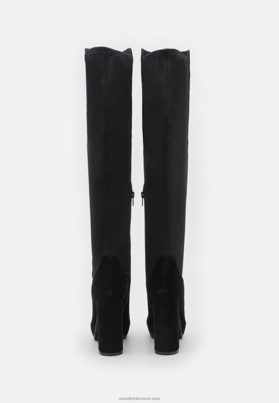 Z62T2239 Women Anna Field Leather Over-The-Knee Boots Black