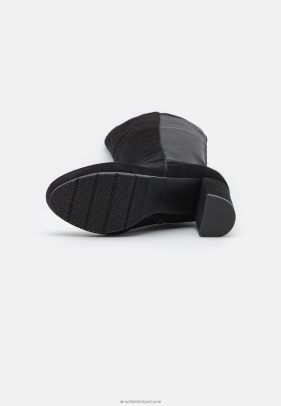 Z62T2239 Women Anna Field Leather Over-The-Knee Boots Black