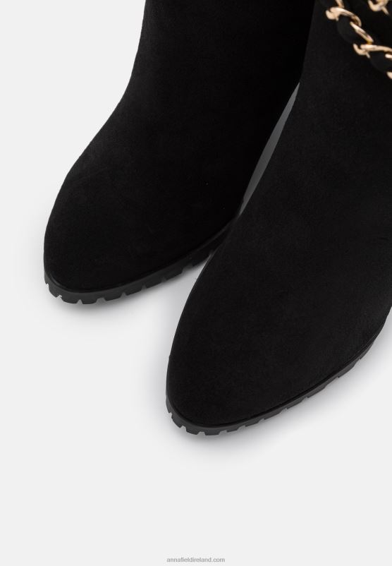 Z62T2251 Women Anna Field Leather Wedge Boots Black