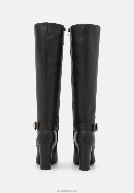 Z62T2257 Women Anna Field Leather High Heeled Boots Black