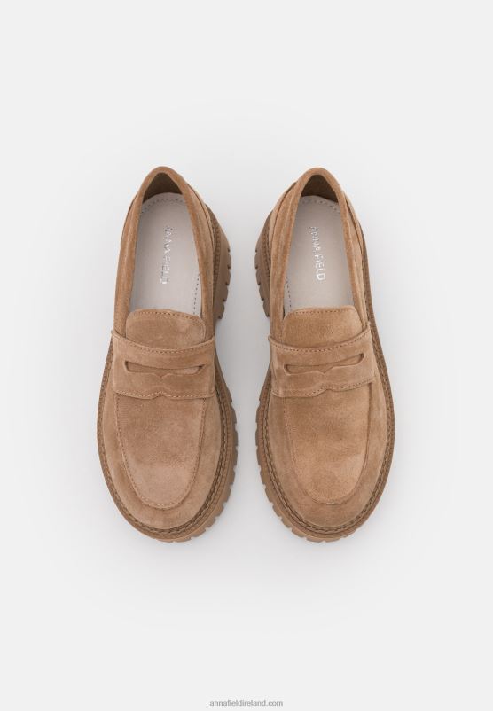 Z62T1783 Women Anna Field Leather Slip-Ons Taupe