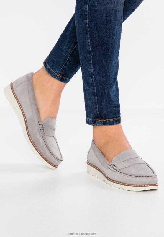 Z62T1784 Women Anna Field Comfort Leather Slip-Ons Grey