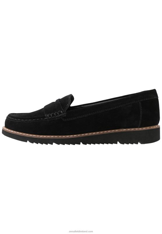 Z62T1787 Women Anna Field Comfort Leather Slip-Ons Black