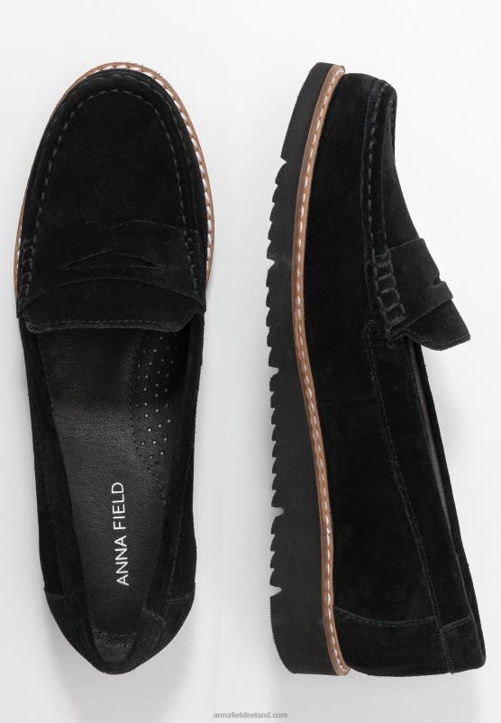 Z62T1787 Women Anna Field Comfort Leather Slip-Ons Black