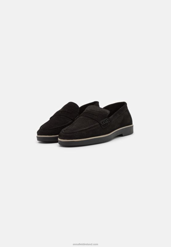 Z62T1794 Women Anna Field Leather Slip-Ons Black