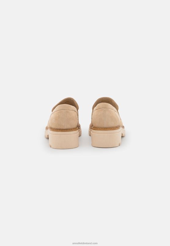 Z62T1807 Women Anna Field Leather Slip-Ons Beige