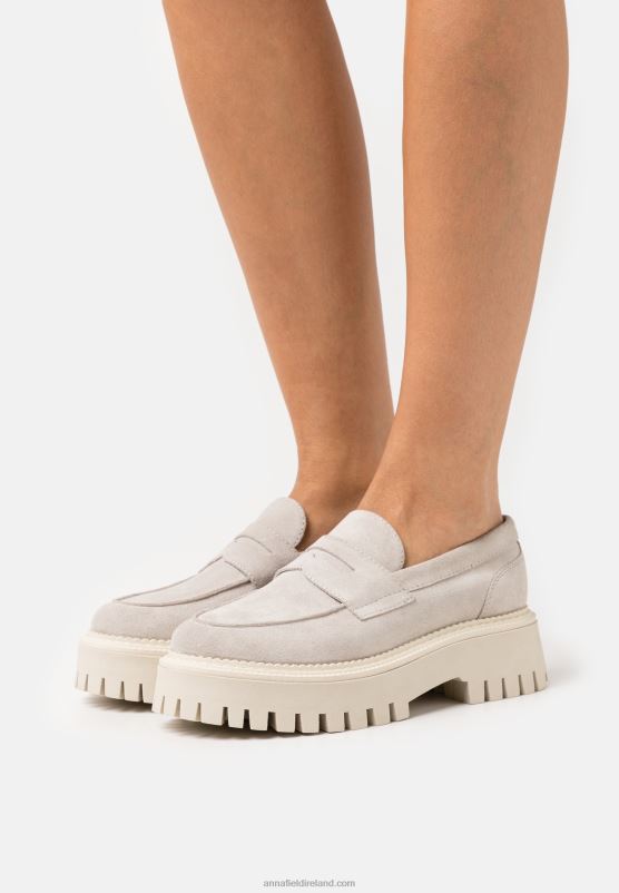 Z62T1808 Women Anna Field Leather Slip-Ons Beige