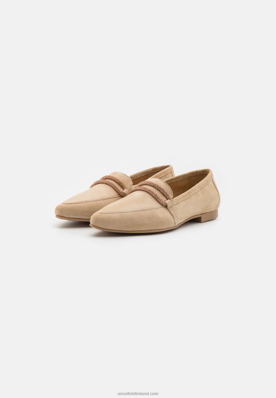 Z62T1810 Women Anna Field Leather Slip-Ons Beige