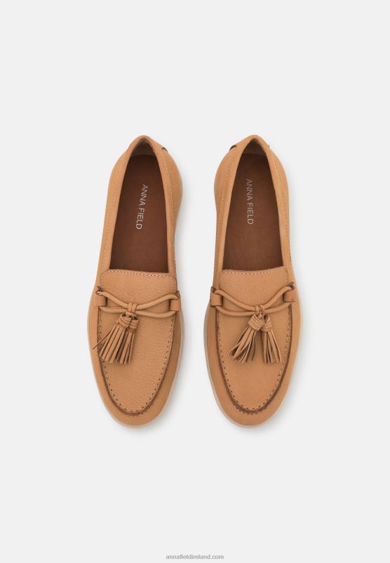 Z62T1814 Women Anna Field Leather Slip-Ons Beige