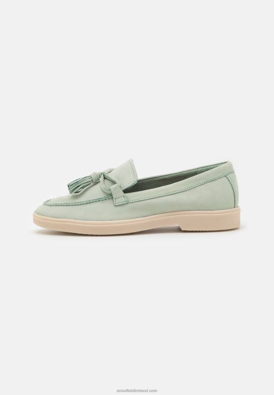 Z62T1818 Women Anna Field Leather Slip-Ons Mint