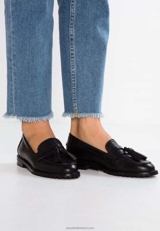 Z62T1829 Women Anna Field Leather Slip-Ons Black