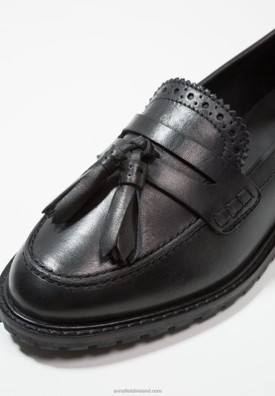 Z62T1829 Women Anna Field Leather Slip-Ons Black