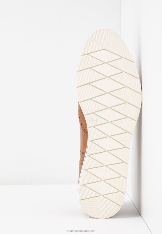 Z62T1849 Women Anna Field Leather Casual Lace-Ups Cognac