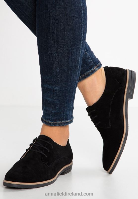 Z62T1854 Women Anna Field Leather Lace-Ups Black