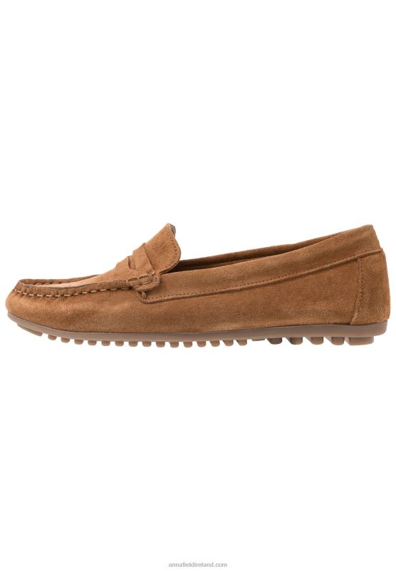 Z62T1858 Women Anna Field Leather Moccasins Cognac