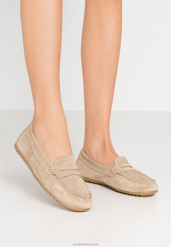 Z62T1859 Women Anna Field Leather Moccasins Beige