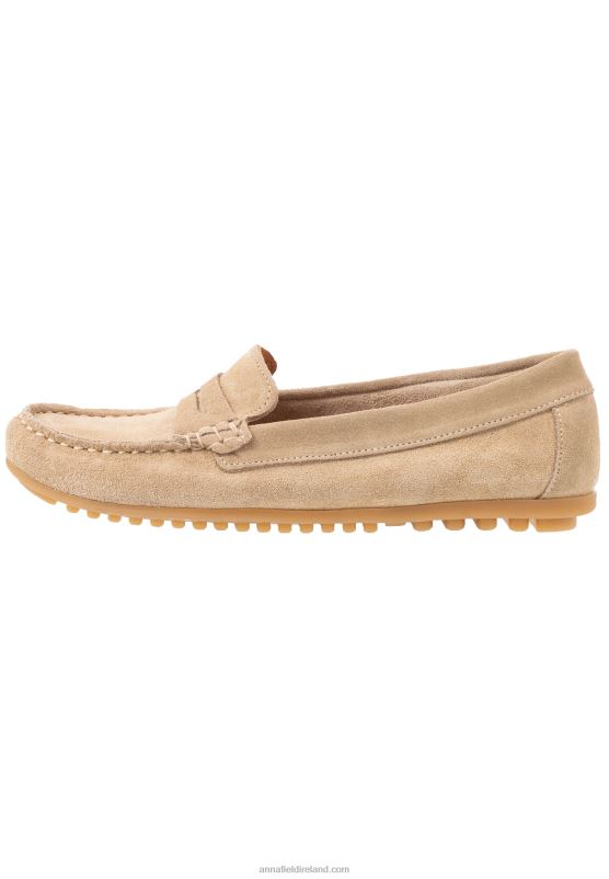 Z62T1859 Women Anna Field Leather Moccasins Beige