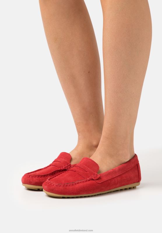 Z62T1861 Women Anna Field Leather Moccasins Red
