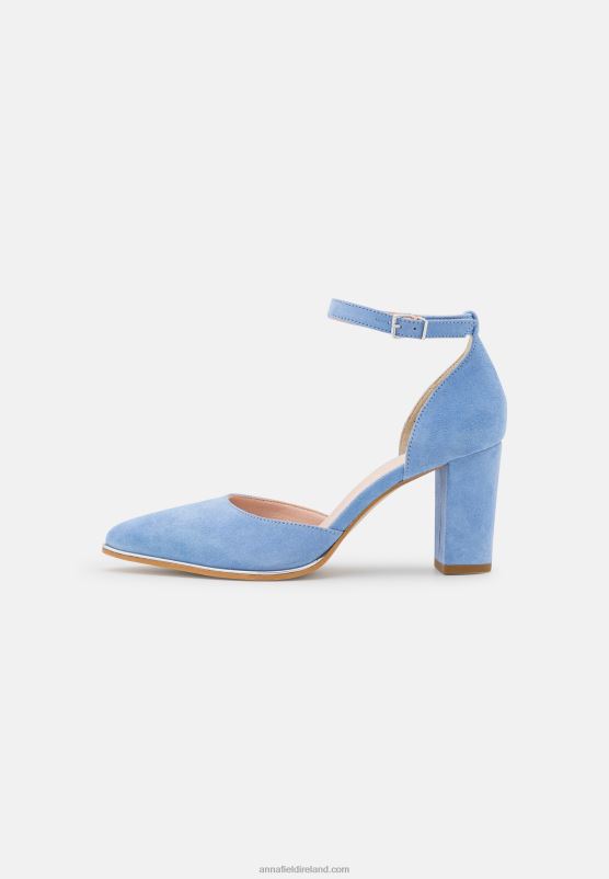 Z62T1607 Women Anna Field Leather Classic Heels Light Blue