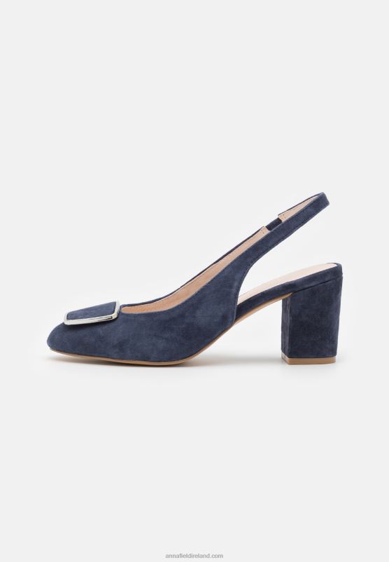 Z62T1618 Women Anna Field Leather Classic Heels Dark Blue