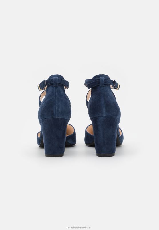 Z62T1624 Women Anna Field Leather High Heels Dark Blue