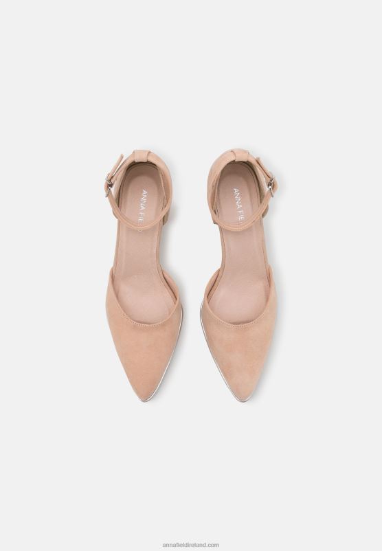 Z62T1627 Women Anna Field Leather Classic Heels Light Pink