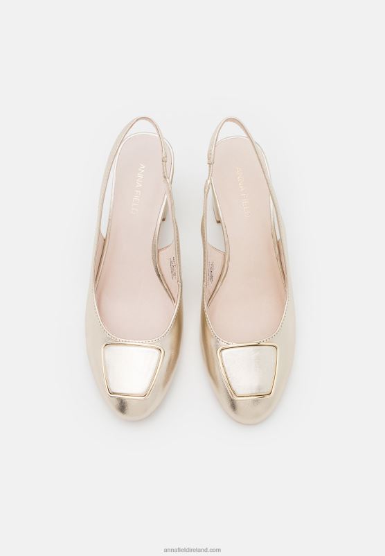 Z62T1630 Women Anna Field Leather Classic Heels Gold