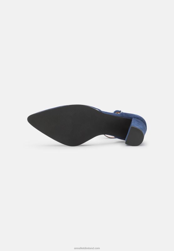 Z62T1633 Women Anna Field Leather Classic Heels Dark Blue