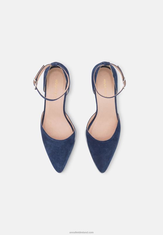 Z62T1633 Women Anna Field Leather Classic Heels Dark Blue