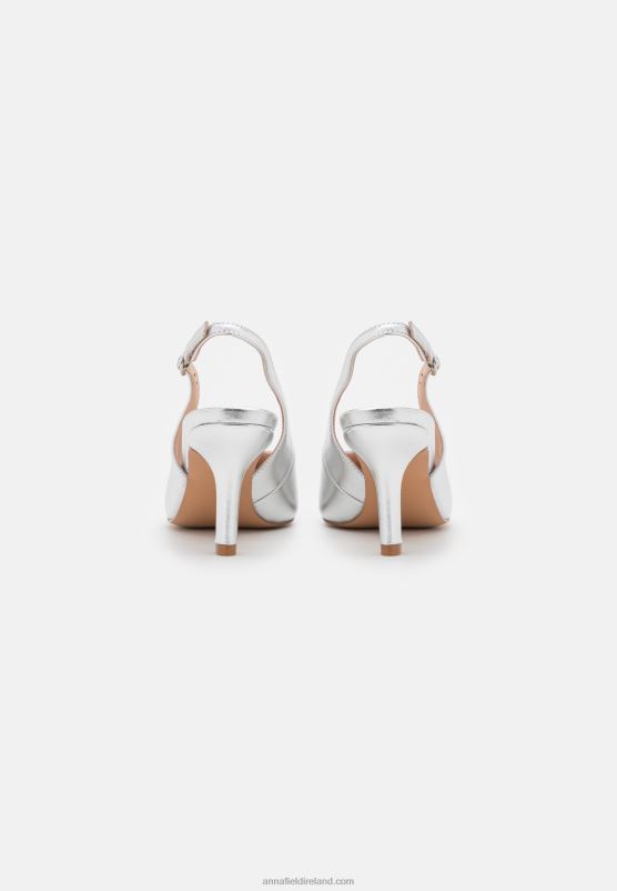 Z62T1637 Women Anna Field Leather Classic Heels Silver