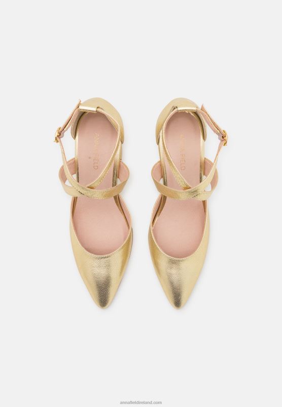 Z62T1639 Women Anna Field Leather Classic Heels Gold