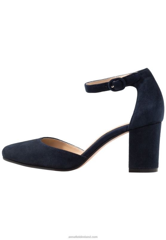 Z62T1640 Women Anna Field Leather Classic Heels Dark Blue