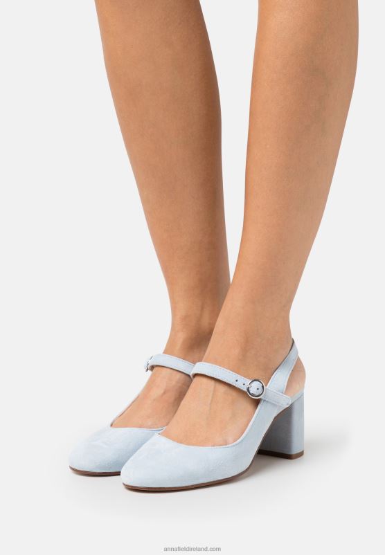 Z62T1659 Women Anna Field Leather Classic Heels Light Blue