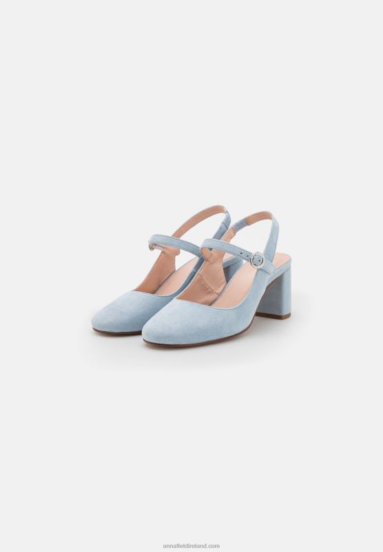 Z62T1659 Women Anna Field Leather Classic Heels Light Blue