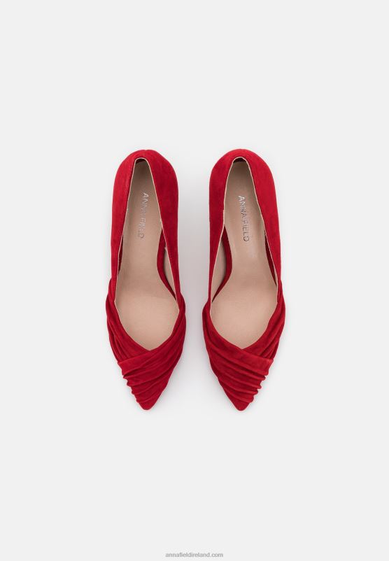 Z62T1669 Women Anna Field Leather Classic Heels Dark Red