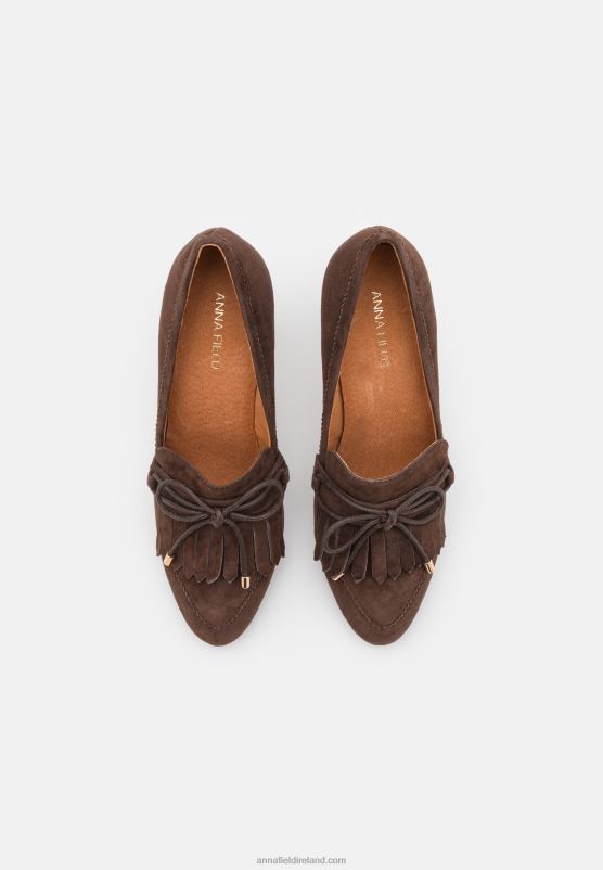 Z62T1681 Women Anna Field Leather Classic Heels Dark Brown