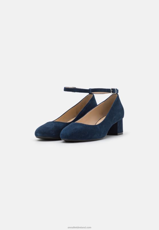 Z62T1687 Women Anna Field Leather Classic Heels Dark Blue
