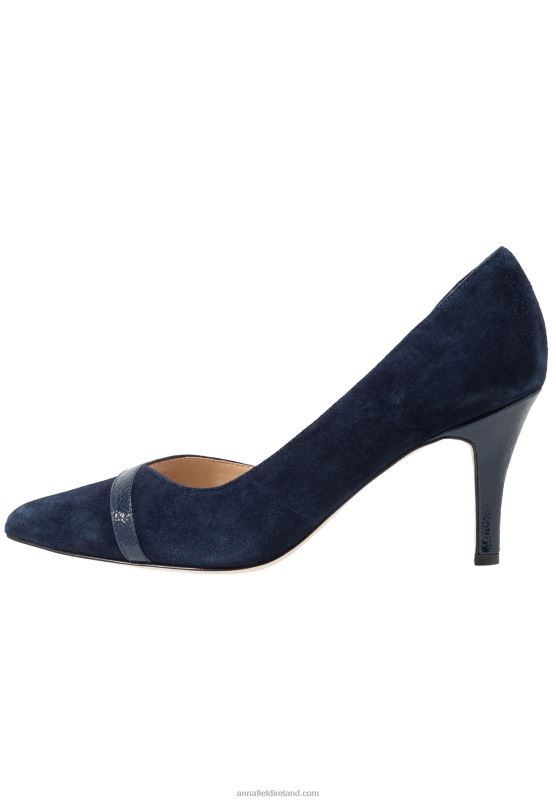 Z62T1755 Women Anna Field Leather Classic Heels Dark Blue