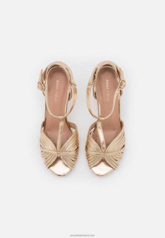 Z62T1243 Women Anna Field High Heeled Sandals Gold