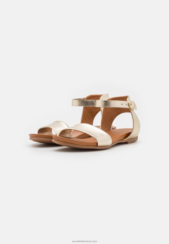 Z62T1244 Women Anna Field Leather Sandals Gold