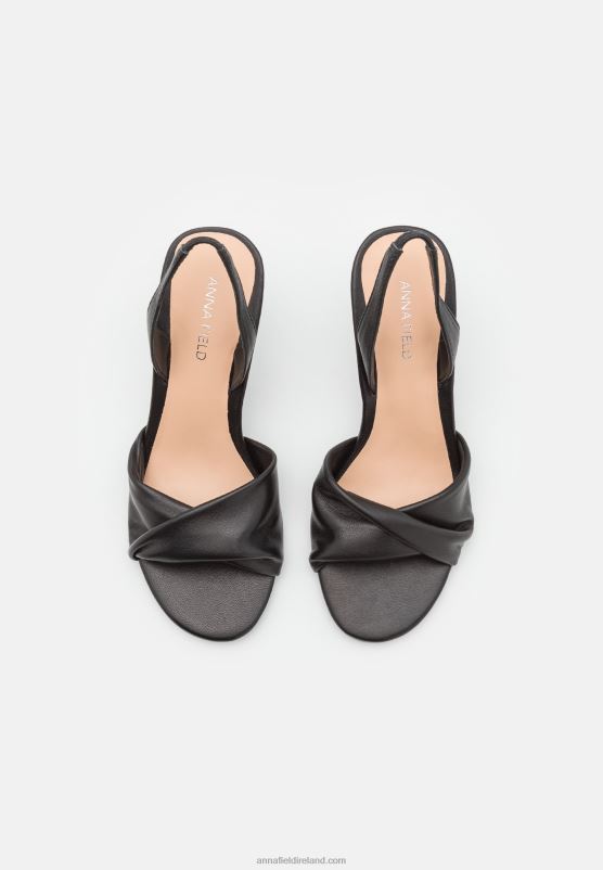 Z62T1265 Women Anna Field Leather High Heeled Sandals Black