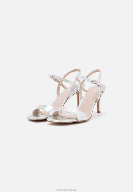 Z62T1270 Women Anna Field Leather Sandals Silver