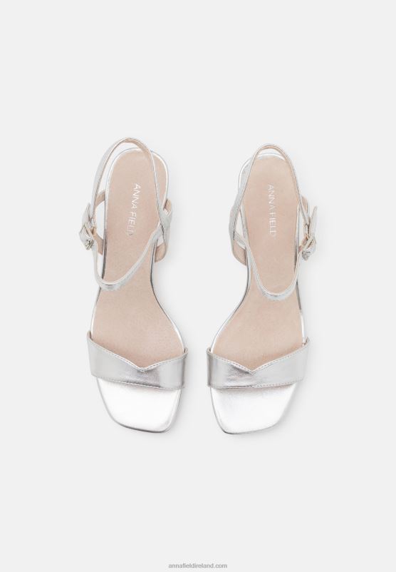 Z62T1270 Women Anna Field Leather Sandals Silver