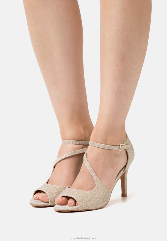 Z62T1271 Women Anna Field High Heeled Sandals Gold