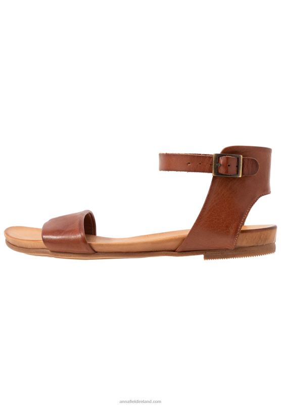 Z62T1278 Women Anna Field Leather Sandals Cognac