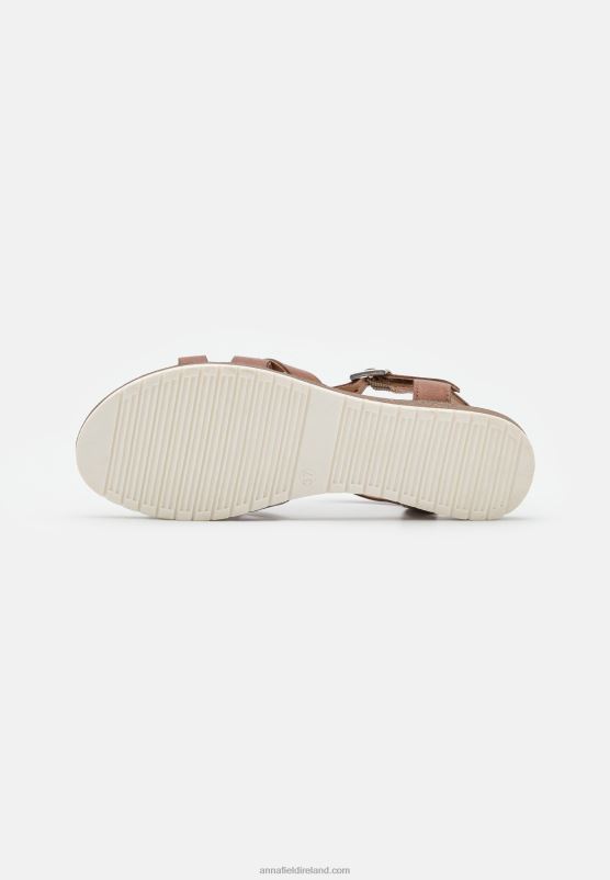 Z62T1284 Women Anna Field Leather Sandals Cognac