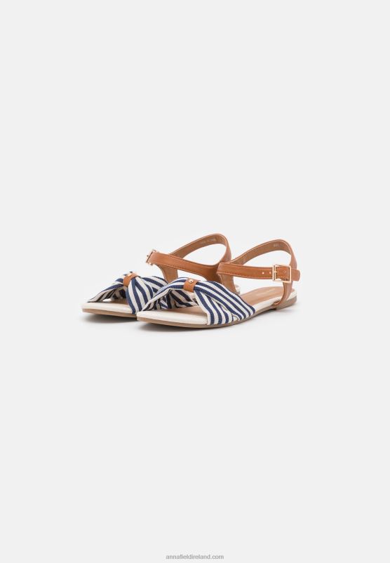 Z62T1290 Women Anna Field Sandals Cognac/Dark Blue